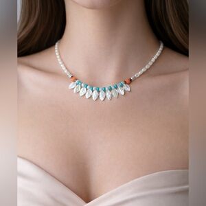 Vintage Shell Leaf Choker Necklace 80s-90s